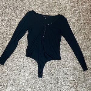 Banana Republic Black Buttoned Bodysuit